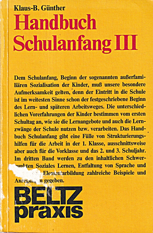 Handbuch Schulanfang III: Erster Teil: Rollenspiel und Puppenspiel in Kindergart